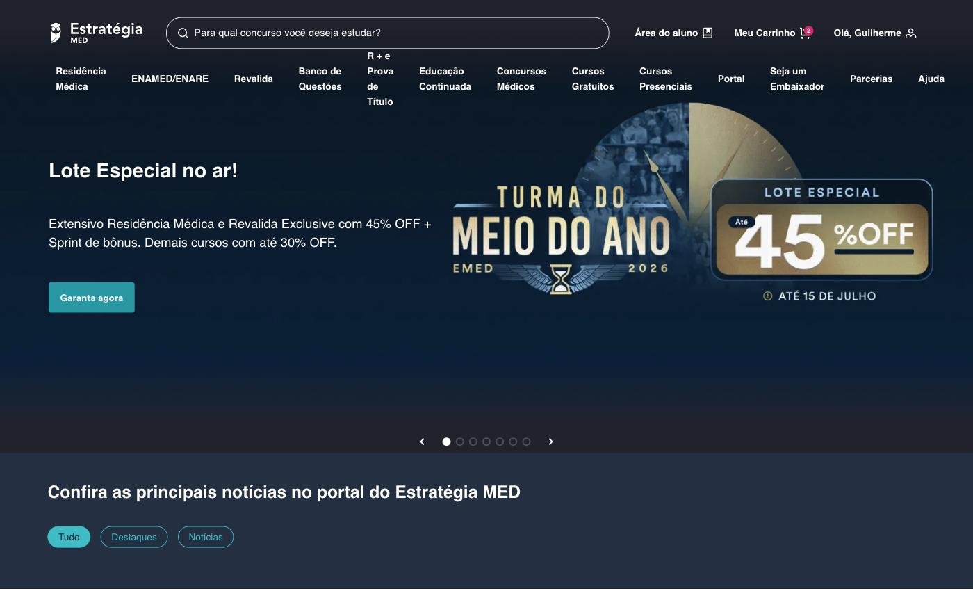 Cupom Estratégia MED GUIMIRANDA10 no site oficial - Lote 01 Turma do Meio do Ano e 15º Simulado Residência Médica ENAMED